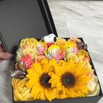 プリザーブドフラワーアレンジメント ひまわり スヌーピー付き