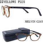 イエローズプラス YELLOWS PLUS メガネ MELVIN C-245 眼鏡 クラシック 伊達メガネ 度付き ブラウンササ×ネイビー メンズ・レディース 男性 女性 日本製